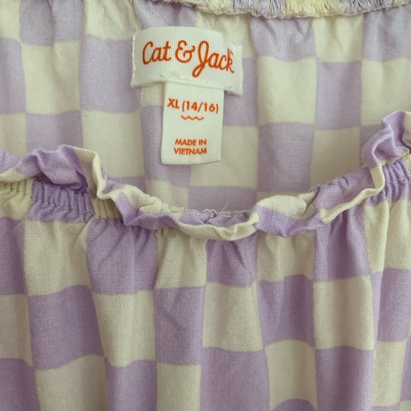 Cat & Jack Girls Dress: White & Purple Gingham Pattern. Size XL/15/16 - Picture 6 of 7